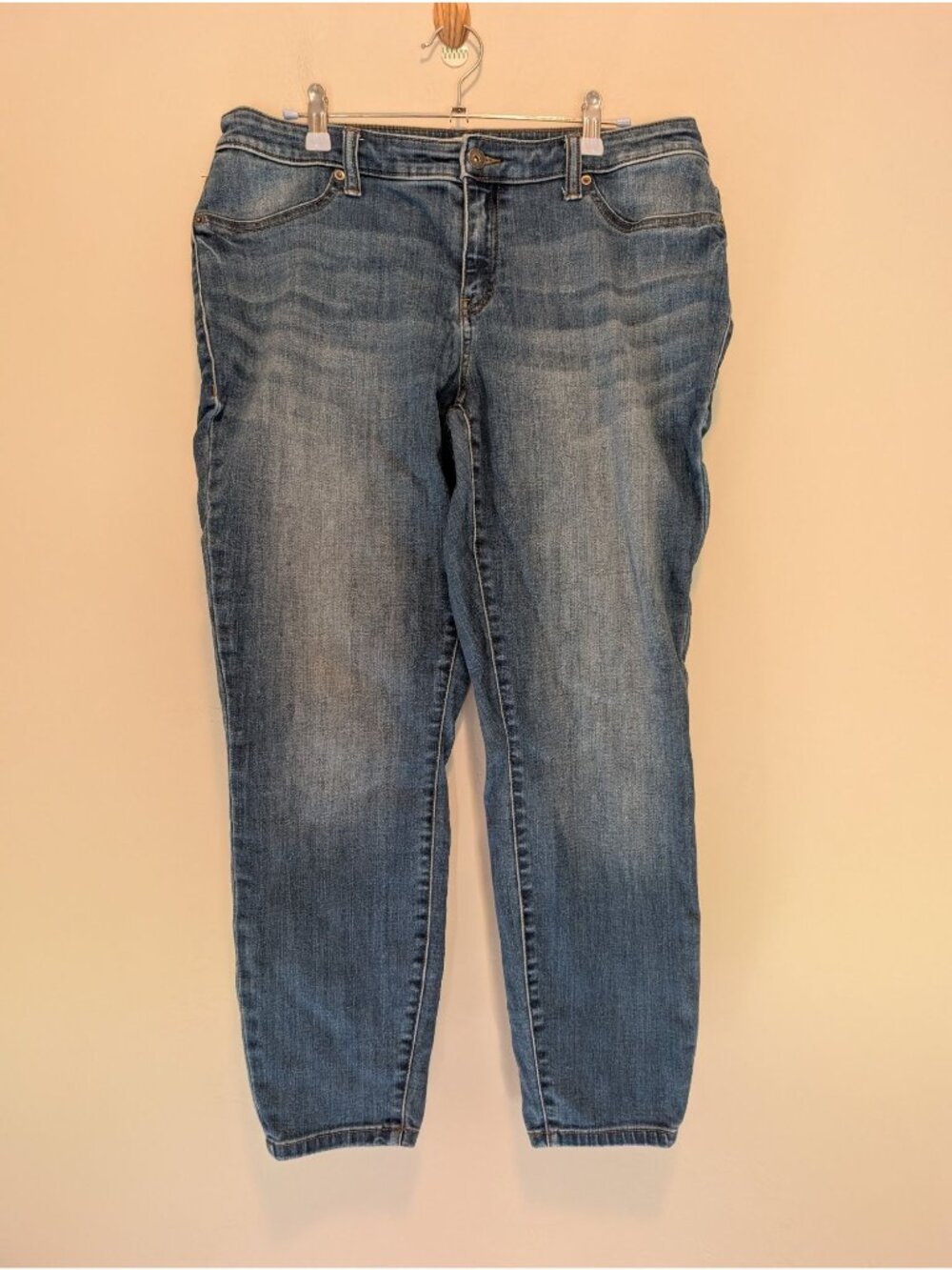 Lila Ryan Womens Blue Denim Straight-Leg Jeans Size 14W Cotton Blend